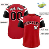 Custom Red Black Contrast Raglan Sleeves Authentic Baseball Jersey