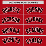 Custom Red Black Contrast Raglan Sleeves Authentic Baseball Jersey