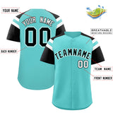 Custom Bright Green Black Contrast Raglan Sleeves Authentic Baseball Jersey