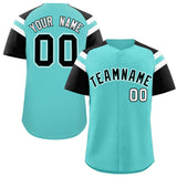 Custom Bright Green Black Contrast Raglan Sleeves Authentic Baseball Jersey