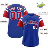 Custom Royal Red Contrast Raglan Sleeves Authentic Baseball Jersey