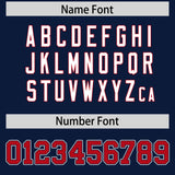 Custom Navy Red Contrast Raglan Sleeves Authentic Baseball Jersey