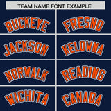 Custom Navy Orange Contrast Raglan Sleeves Authentic Baseball Jersey