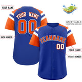 Custom Royal Orange Contrast Raglan Sleeves Authentic Baseball Jersey