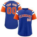 Custom Royal Orange Contrast Raglan Sleeves Authentic Baseball Jersey