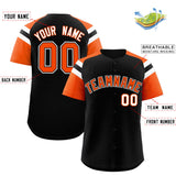 Custom Black Orange Contrast Raglan Sleeves Authentic Baseball Jersey