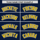 Custom Navy Gold Contrast Raglan Sleeves Authentic Baseball Jersey