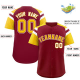 Custom Crimson Gold Contrast Raglan Sleeves Authentic Baseball Jersey