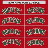 Custom Red Kelly Green Contrast Raglan Sleeves Authentic Baseball Jersey