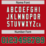 Custom Red Kelly Green Contrast Raglan Sleeves Authentic Baseball Jersey