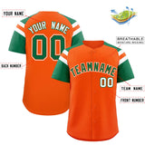 Custom Orange Kelly Green Contrast Raglan Sleeves Authentic Baseball Jersey