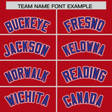 Custom Red Royal Contrast Raglan Sleeves Authentic Baseball Jersey