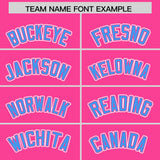Custom Pink Powder Blue Contrast Raglan Sleeves Authentic Baseball Jersey