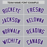 Custom Silver Purple Contrast Raglan Sleeves Authentic Baseball Jersey