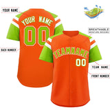 Custom Orange Neon Green Contrast Raglan Sleeves Authentic Baseball Jersey