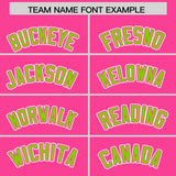 Custom Pink Neon Green Contrast Raglan Sleeves Authentic Baseball Jersey