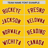 Custom Gold Crimson Contrast Raglan Sleeves Authentic Baseball Jersey