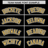 Custom Black Old Gold Contrast Raglan Sleeves Authentic Baseball Jersey