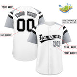 Custom White Silver Contrast Raglan Sleeves Authentic Baseball Jersey