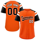 Custom Orange Black Contrast Raglan Sleeves Authentic Baseball Jersey