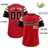 Custom Red Black Contrast Raglan Sleeves Authentic Baseball Jersey