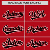 Custom Red Black Contrast Raglan Sleeves Authentic Baseball Jersey