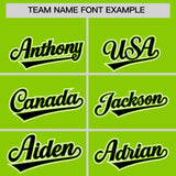 Custom Neon Green Black Contrast Raglan Sleeves Authentic Baseball Jersey