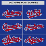 Custom Royal Red Contrast Raglan Sleeves Authentic Baseball Jersey