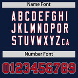 Custom Navy Red Contrast Raglan Sleeves Authentic Baseball Jersey