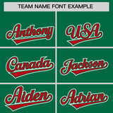 Custom Kelly Green Red Contrast Raglan Sleeves Authentic Baseball Jersey