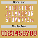 Custom Old Gold Red Contrast Raglan Sleeves Authentic Baseball Jersey