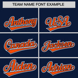 Custom Navy Orange Contrast Raglan Sleeves Authentic Baseball Jersey