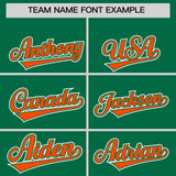 Custom Kelly Green Orange Contrast Raglan Sleeves Authentic Baseball Jersey