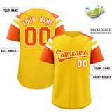 Custom Gold Orange Contrast Raglan Sleeves Authentic Baseball Jersey