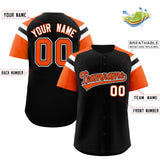 Custom Black Orange Contrast Raglan Sleeves Authentic Baseball Jersey
