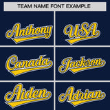 Custom Navy Gold Contrast Raglan Sleeves Authentic Baseball Jersey