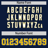 Custom Navy Gold Contrast Raglan Sleeves Authentic Baseball Jersey