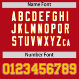 Custom Red Gold Contrast Raglan Sleeves Authentic Baseball Jersey