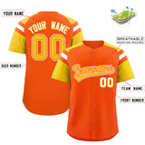 Custom Orange Gold Contrast Raglan Sleeves Authentic Baseball Jersey