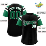 Custom Black Kelly Green Contrast Raglan Sleeves Authentic Baseball Jersey