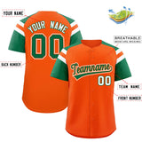 Custom Orange Kelly Green Contrast Raglan Sleeves Authentic Baseball Jersey