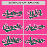 Custom Pink Kelly Green Contrast Raglan Sleeves Authentic Baseball Jersey