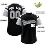 Custom Black Silver Contrast Raglan Sleeves Authentic Baseball Jersey