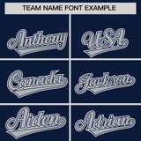 Custom Navy Silver Contrast Raglan Sleeves Authentic Baseball Jersey