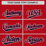 Custom Red Navy Contrast Raglan Sleeves Authentic Baseball Jersey