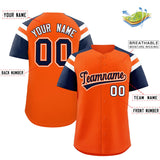 Custom Orange Navy Contrast Raglan Sleeves Authentic Baseball Jersey