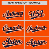 Custom Orange Navy Contrast Raglan Sleeves Authentic Baseball Jersey