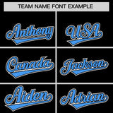 Custom Black Powder Blue Contrast Raglan Sleeves Authentic Baseball Jersey