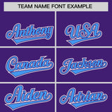 Custom Purple Powder Blue Contrast Raglan Sleeves Authentic Baseball Jersey