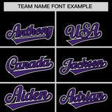 Custom Black Purple Contrast Raglan Sleeves Authentic Baseball Jersey